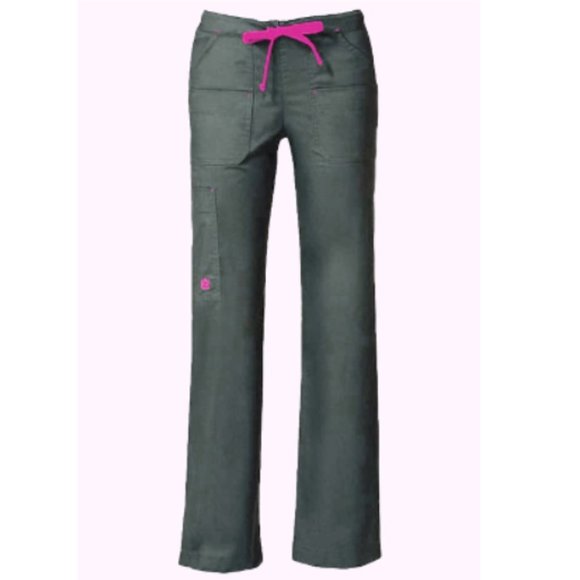 Maevn Women's Drawstring Utility Cargo Scrub Pants Charcoal/Pink Size S/M NWT - Picture 2 of 15